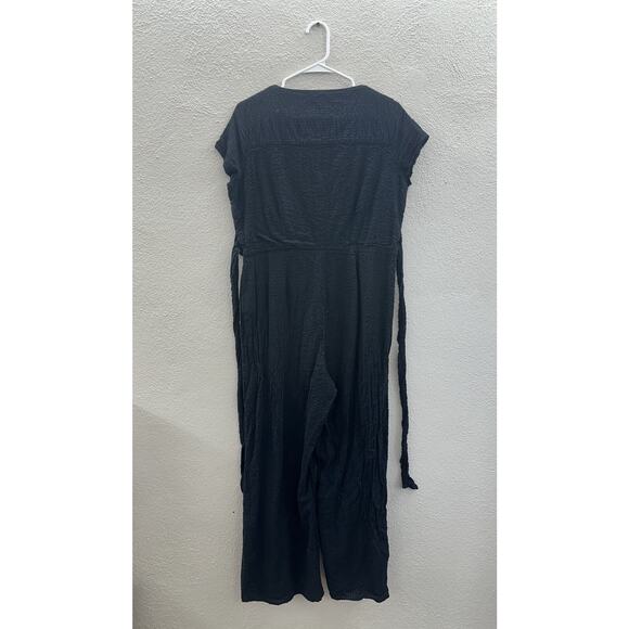 Express Womens Jumpsuit Size Large Black Short Sleeve V-Neck One Piece - Picture 7 of 15